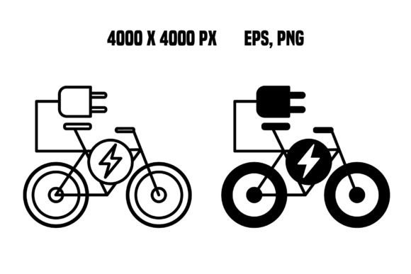 Electric Bike Icons: Modern Eco Design Assets