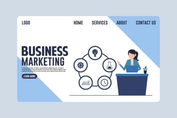 Landing Page Business Marketing Concept Vector