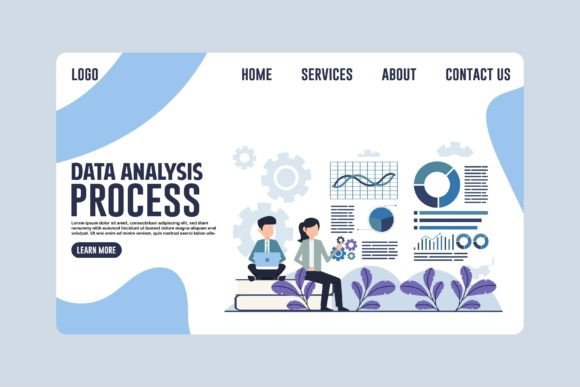 Landing Page Data Analysis Design Vector Assets