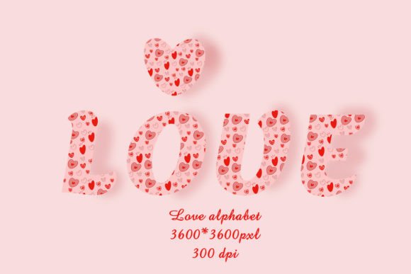 Love Alphabet Clipart, PNG: Watercolor Hearts