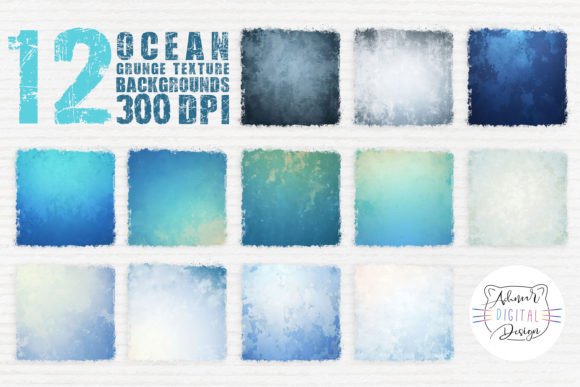 Ocean Grunge Texture Backgrounds for Design