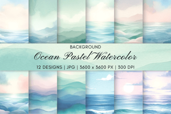 Ocean Pastel Watercolor Backgrounds