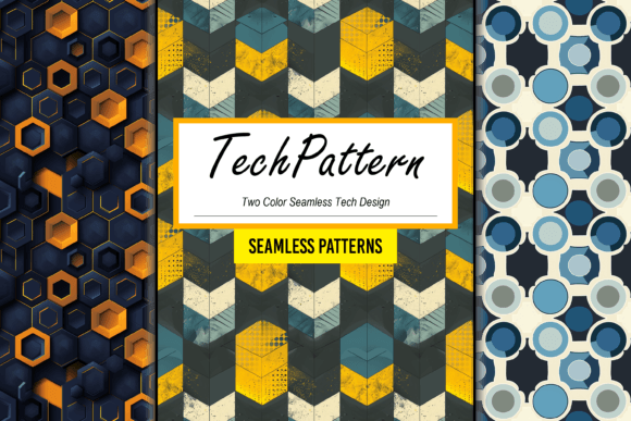 Two Color Seamless Tech Pattern Artwork