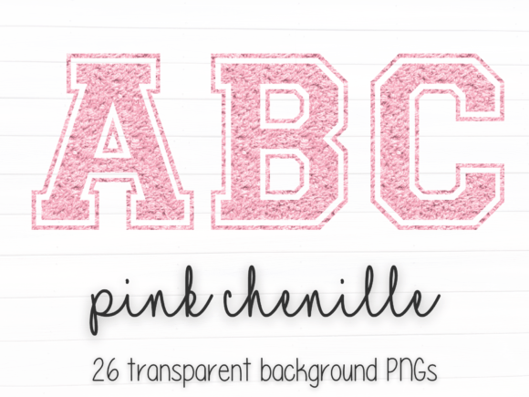 Varsity Chenille Patch Font PNG Pink & Mint