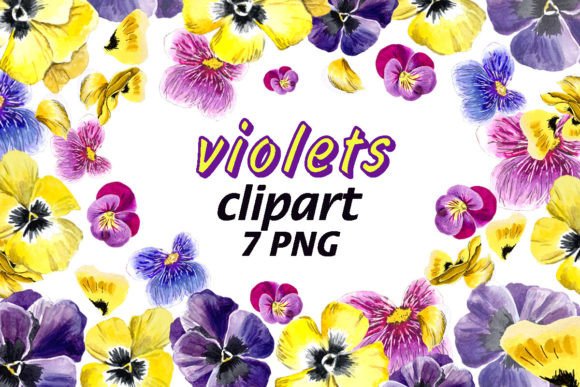 Violets Watercolor Clipart for Creative Projects